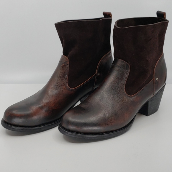 rag & bone Shoes - rag & bone Brown Leather and Suede Ankle Boots